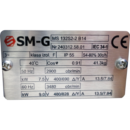 SILNIK ELEKTRYCZNY 7,5kW 400/690V 2900 Obr 3FAZOWY